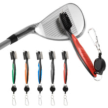 Load image into Gallery viewer, Golf Club Cleaning Brush Double-Side With Keychain and Retractable Zip Line