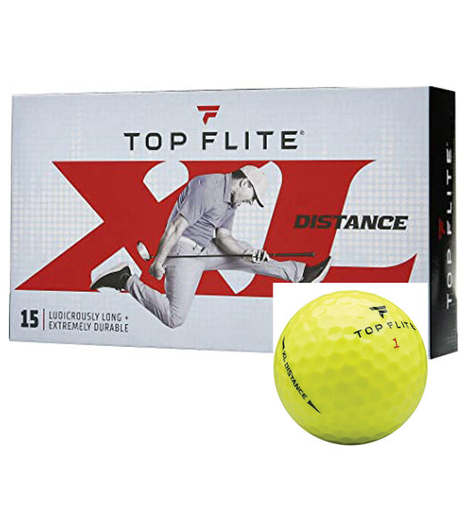 Top Flight XL Distance Golf Balls 15 Pack White or Yellow AUGolf