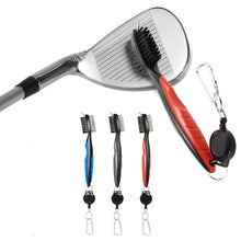 Load image into Gallery viewer, Golf Club Cleaning Brush Double-Side With Keychain and Retractable Zip Line
