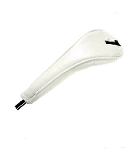 Hybrid Golf Head Cover (iron style), White Synthetic with Embroidered Numbers