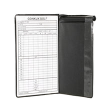 Load image into Gallery viewer, DELUXE GOLF SCORE CARD HOLDER BLACK PU LEATHER
