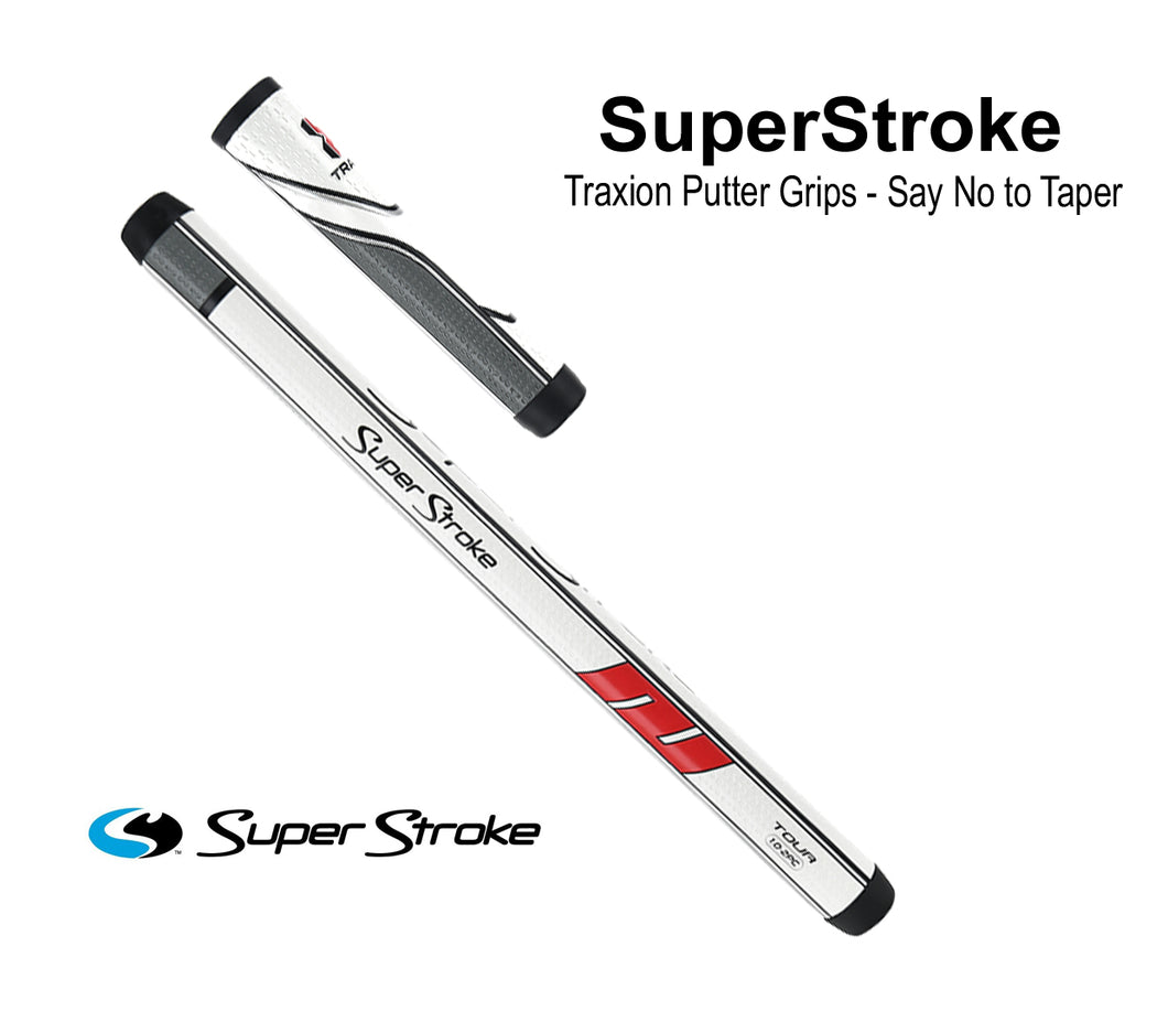 SuperStroke Traxion Two Piece Putter Grip - White/Red/Grey